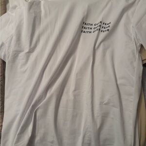 SHEIN White 'Faith Over Fear' Tee
